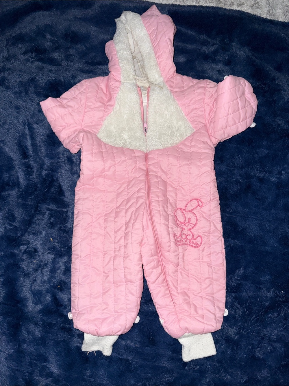 Pink Quilted Baby Snowsuit with Hood